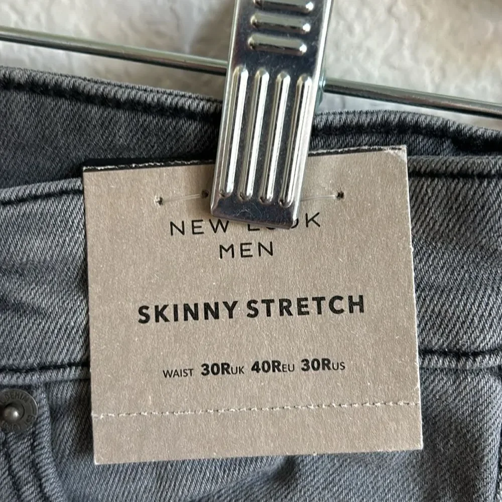 New Look Men skinny stretch jeans black 30R /32 NWT
